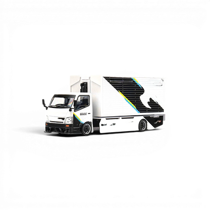 MicroTurbo HINO 300 Custom Box Truck White - Black Livery 1:64