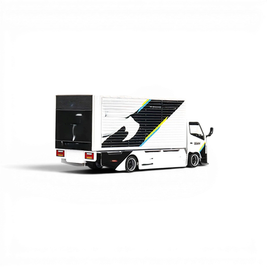 MicroTurbo HINO 300 Custom Box Truck White - Black Livery 1:64