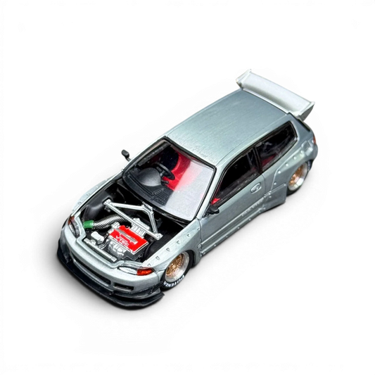 Pop Race Honda Civic EG6 Raw Metal 1:64