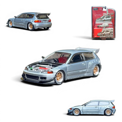 Pop Race Honda Civic EG6 Raw Metal 1:64