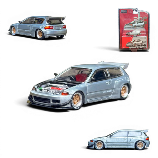 Pop Race Honda Civic EG6 Raw Metal 1:64
