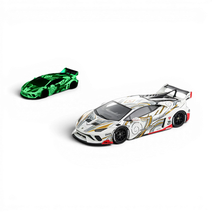 Flame Lamborghini Huracan GT LP610 White Gray - Glow in dark 1:64