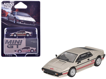 Lotus Esprit Turbo Silver Metallic with Red Stripes Limited Edition 1/64 Diecast Model Car by Mini GT  free shipping USA