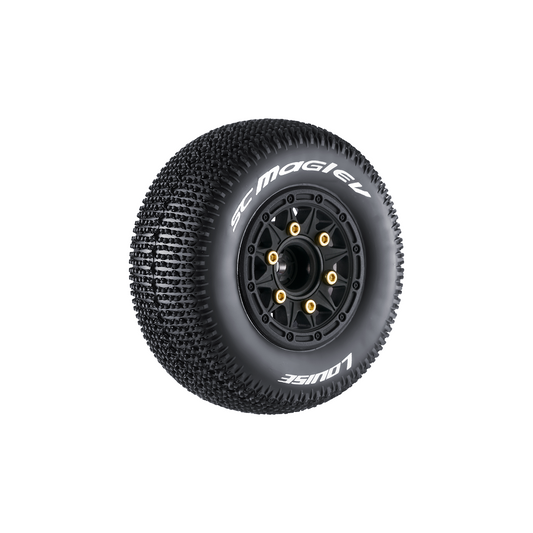 Louise R/C SC-Maglev 1/10 Short Course Tires, Soft, 12, 14 & 17mm Removable Hex on Black Rim (2) LT3145SB