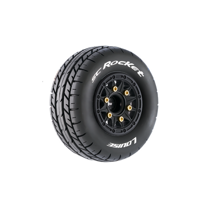 Louise R/C SC-Rocket 1/10 Short Course Tires, Soft, 12, 14 & 17mm Removable Hex on Black Rim (2) LT3154SB