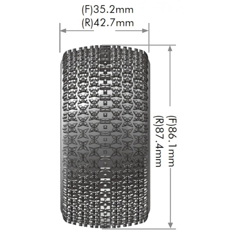 Louise R/C E-Maglev 1/10 4WD Front Buggy Tire, Soft, Mounted on White LT3174SWKF