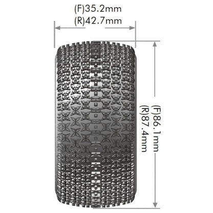 Louise R/C E-Maglev 1/10 4WD Rear Buggy Tire, Soft, Mounted on White LT3176SWKR