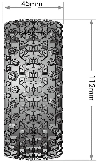 Louise R/C SC-Uphill 1/10 Short Course Tires, Soft, 12, 14 & 17mm Removable Hex Glued on Black Rim (2) LT3223SB