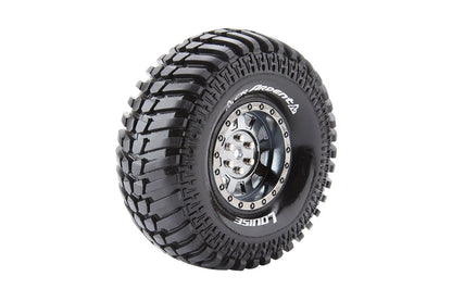 Louise R/C CR-Ardent 1/10 1.9" Crawler Tires, 12mm Hex, Super Soft, Mounted on Black Chrome Rim, Front/Rear (2) LT3232VBC