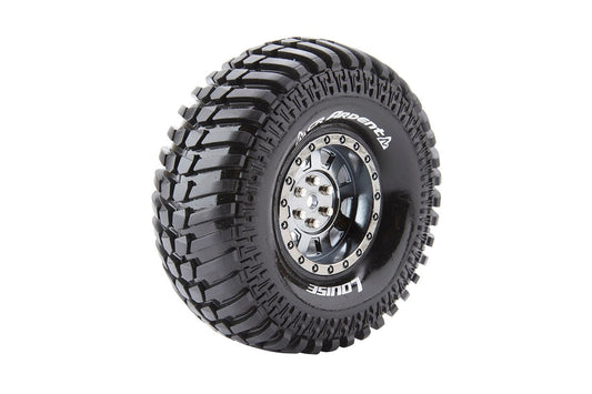 Louise R/C CR-Ardent 1/10 1.9" Crawler Tires, 12mm Hex, Super Soft, Mounted on Black Chrome Rim, Front/Rear (2) LT3232VBC