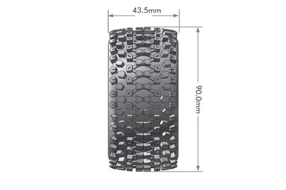 Louise R/C ST-Uphill 1/16 Stadium Truck Tires, 12mm Hex, Soft, Mounted on Black Spoke Rim, Front/Rear (2) LT3279SB