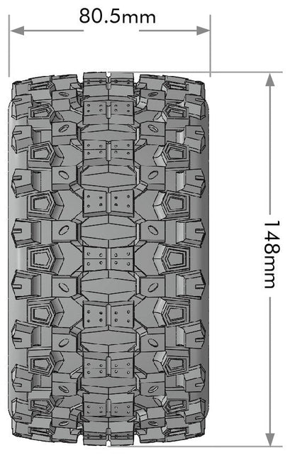 Louise R/C MT-Uphill Speed 1/8 3.2 Monster Truck Belted Tires Mounted Low Profile 17mm Hex 0" & 1/2" Offset (2) LT3354SB