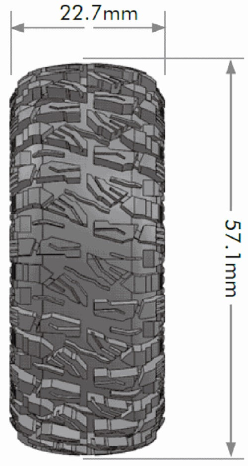 Louise R/C CR-Mallet 1/18, 1/24 1.0" Crawler Tires, 7mm Hex, Super (2) LT3367VI