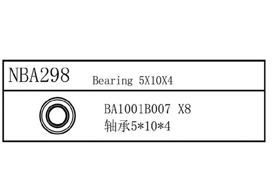 Louise R/C Bearing 5x10x4, for LDX Drift, LRX Rally, LTX Touring, LMX NBA298