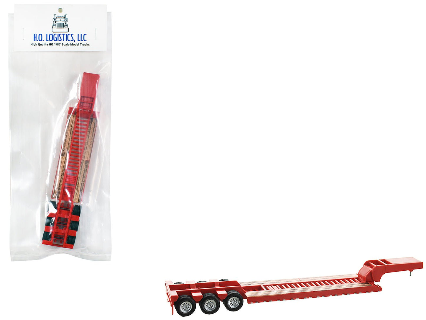 Low Boy Flatbed Trailer Red 1/87 (HO) Plastic Model Car by HO Logistics  free shipping USA