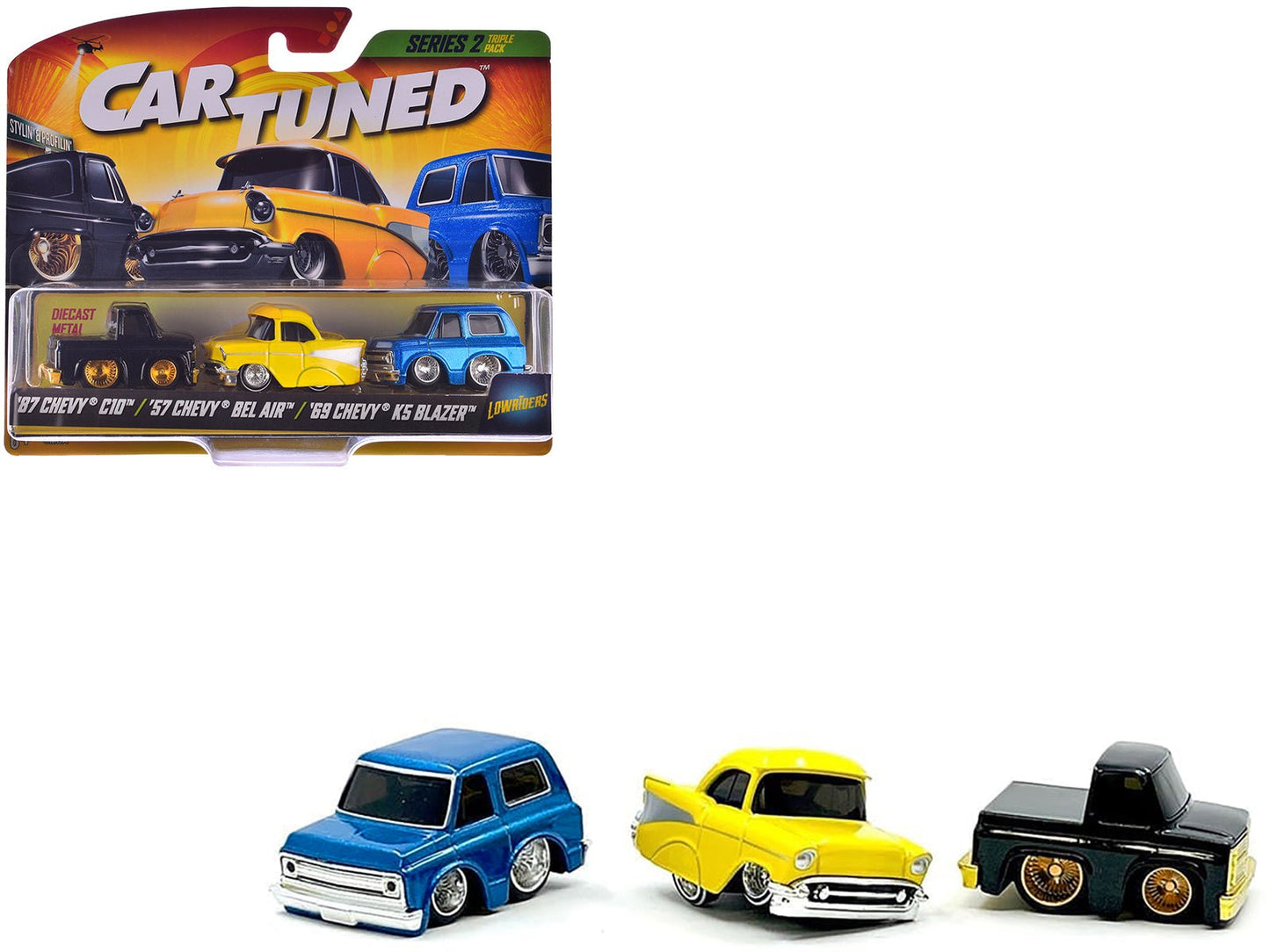 "Lowriders" Series 2 Chevrolet Triple Pack Set of 3 Cars Diecast Model Cars by CarTuned  free shipping USA