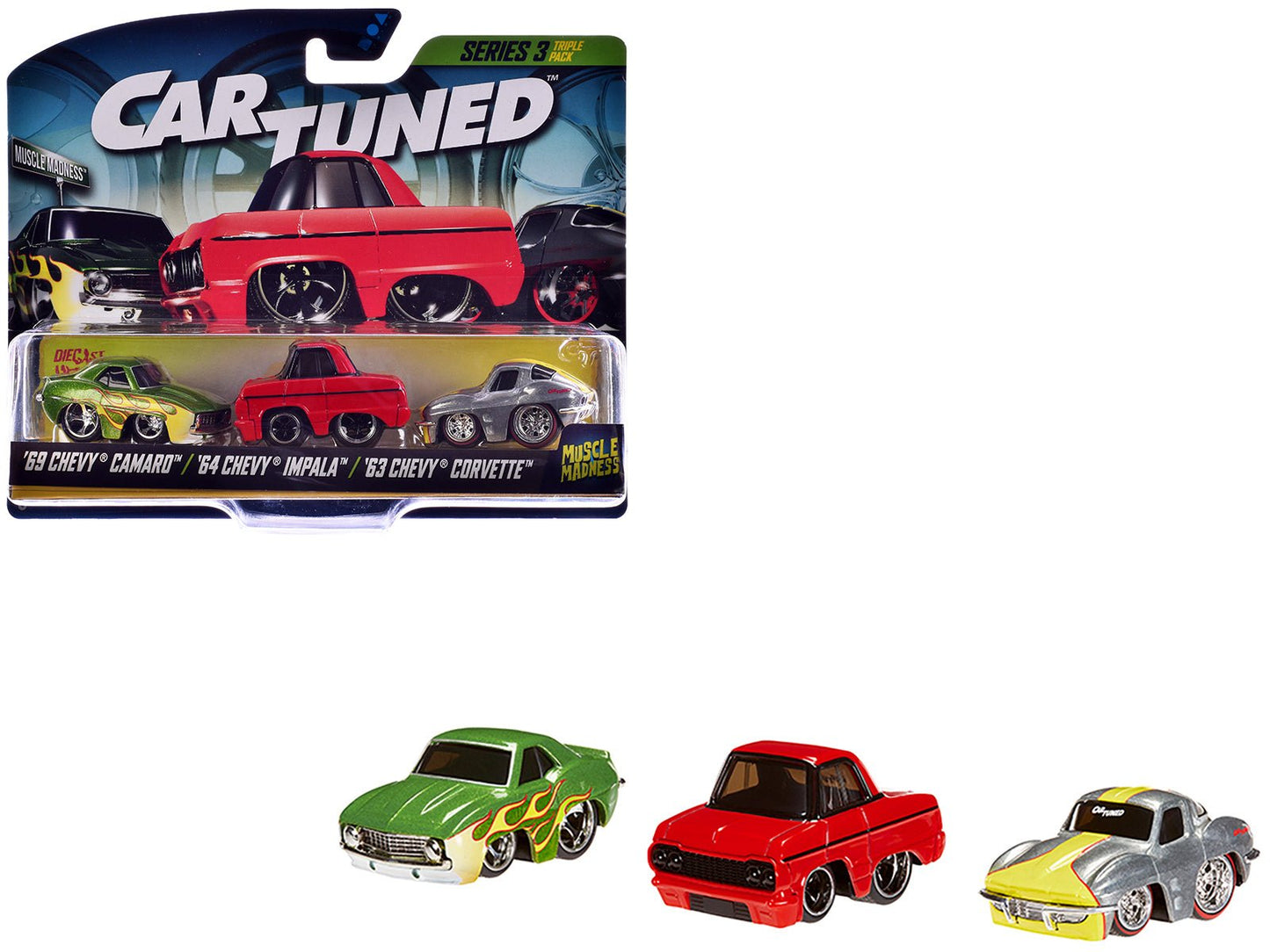 "Lowriders" Series 3 Chevrolet Triple Pack Set of 3 Cars Diecast Model Cars by CarTuned  free shipping USA