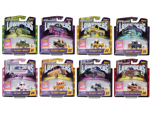 "Lowriders Show Glow" Series 2 Set of 8 Pieces Diecast Model Cars by CarTuned  free shipping USA