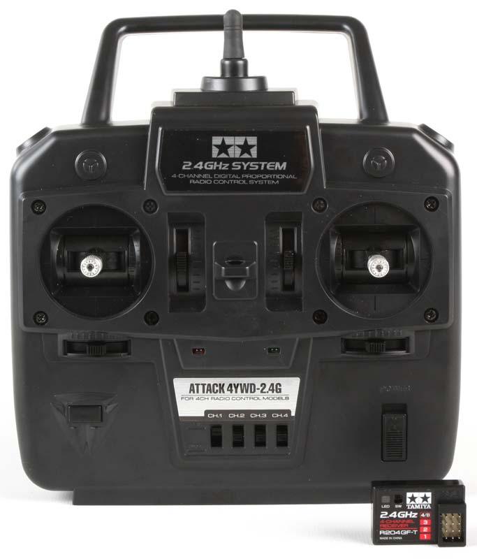 Tamiya 7255252 Attack 2.4 GHZ Radio System 4-Channel 4CH 1/16 Tanks 1/14 Trucks