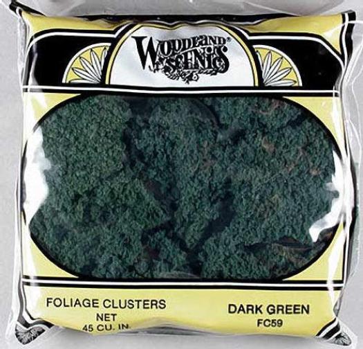 Woodland Scenics FC59 N/HO Foliage Cluster Dark Green Train Scenery