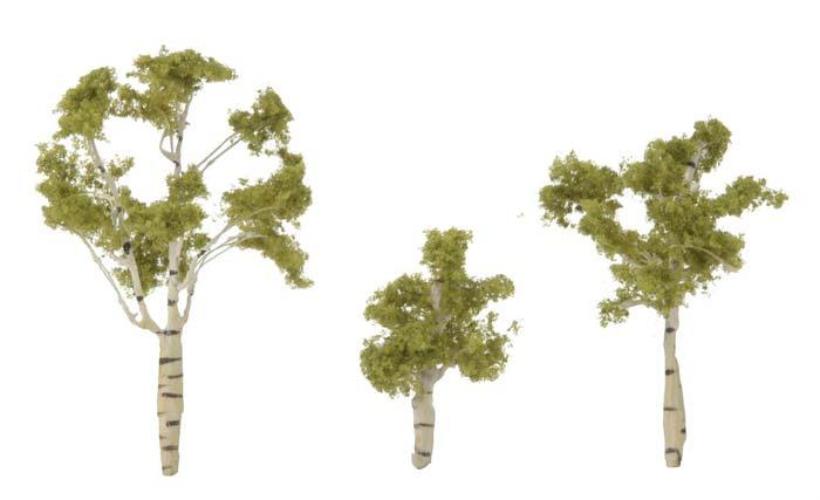 Woodland Scenics TR1605 N/HO Prem Paper Birch Tree 1-11/16" 3" (3)Train Scenery