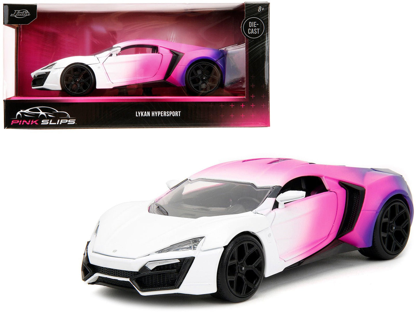 Lykan Hypersport White Pink and Purple Gradient "Pink Slips" Series 1/24 Diecast Model Car by Jada  free shipping USA