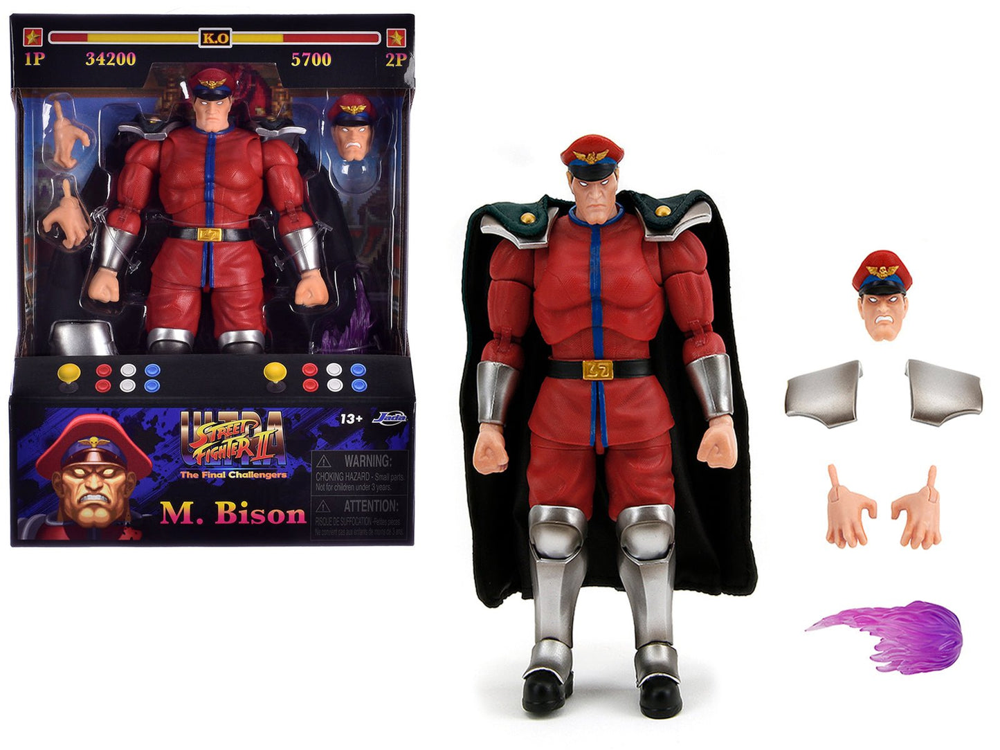 M. Bison 6" Moveable Figure with Accessories and Alternate Head and Hands "Ultra Street Fighter II: The Final Challengers" (2017) Video Game Model by Jada  free shipping USA