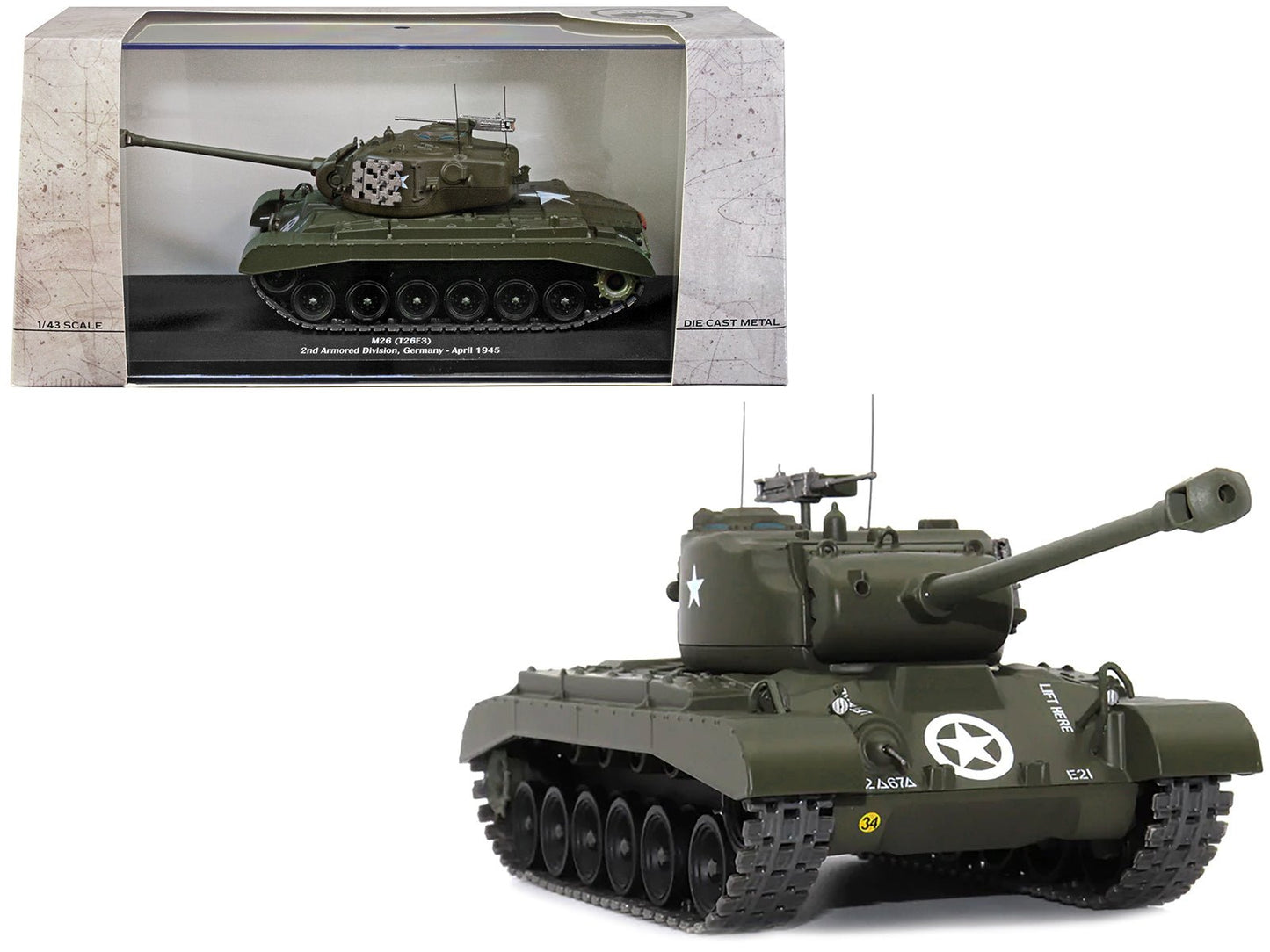 M26 (T26E3) Tank "U.S.A. 2nd Armored Division Germany April 1945" 1/43 Diecast Model by AFVs of WWII  free shipping USA