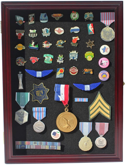 Collector Medal/Lapel Pin Display Case Holder Cabinet Shadow Box.