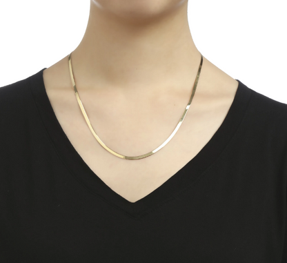 Solid Sterling Silver Yellow Gold Flashed Herringbone Necklace - 3 Lengths by Donatello Gian