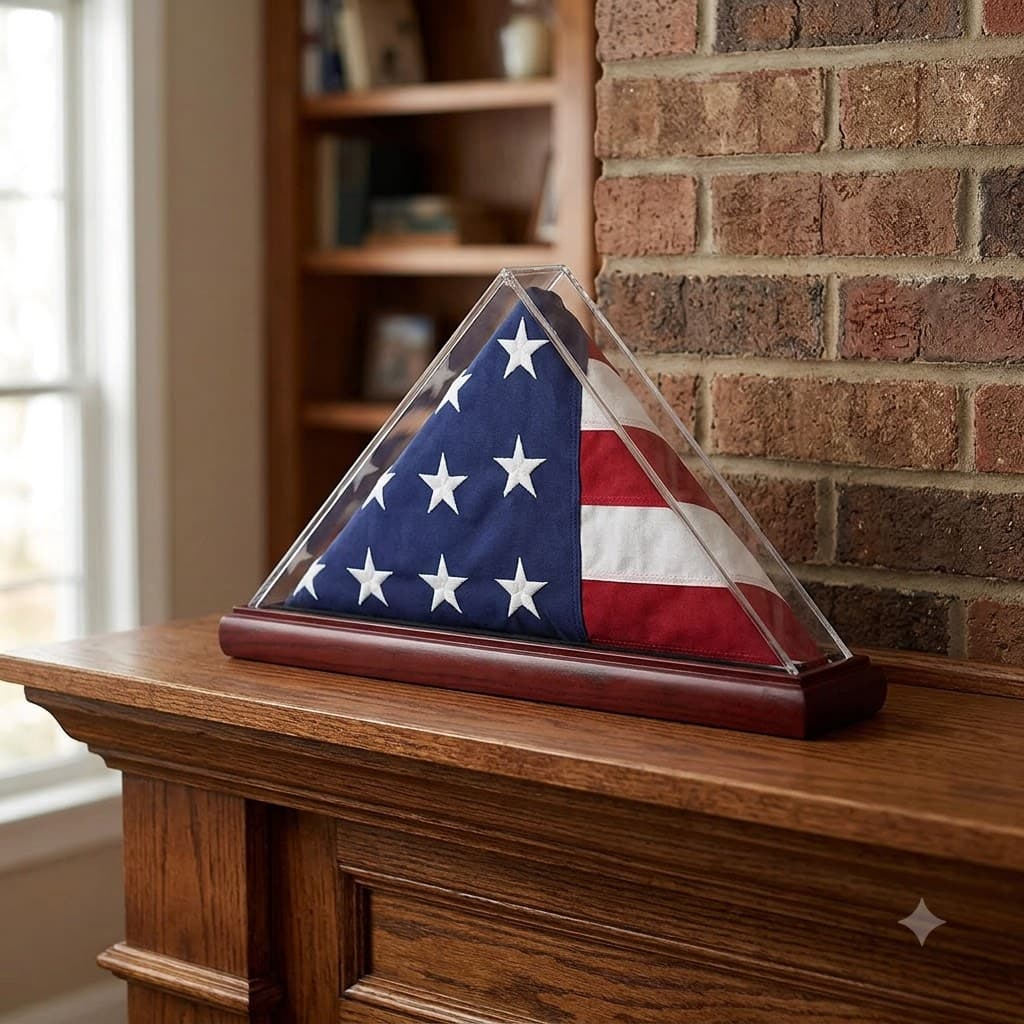 Wood and Acrylic Flag Display Case for 5' x 8' Banners – Mahogany