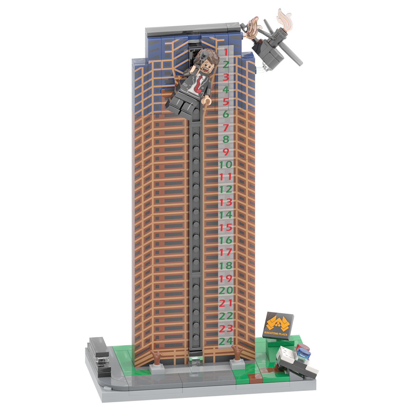 Die Hard Advent Calendar - It's Not Christmas Until Hans Gruber Falls - Nakatomi Plaza - Custom Printed Building Set Made Using LEGO® Parts