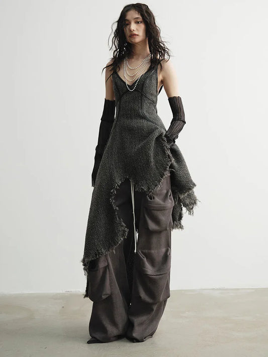 Frandie Asymmetrical Frayed Dress by Marigold Shadows