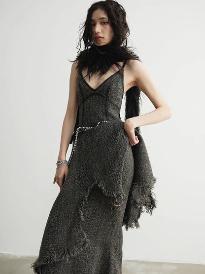 Frandie Asymmetrical Frayed Dress by Marigold Shadows