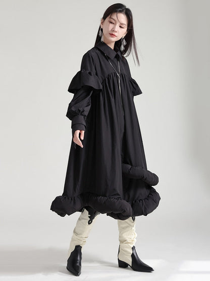 Plufey Long Sleeve Puff Dress - Black by Marigold Shadows