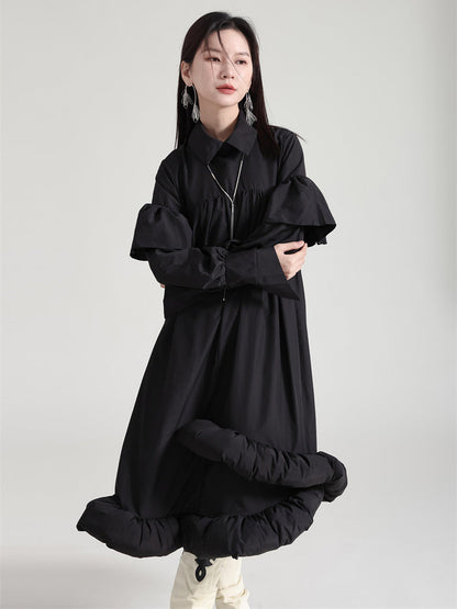 Plufey Long Sleeve Puff Dress - Black by Marigold Shadows