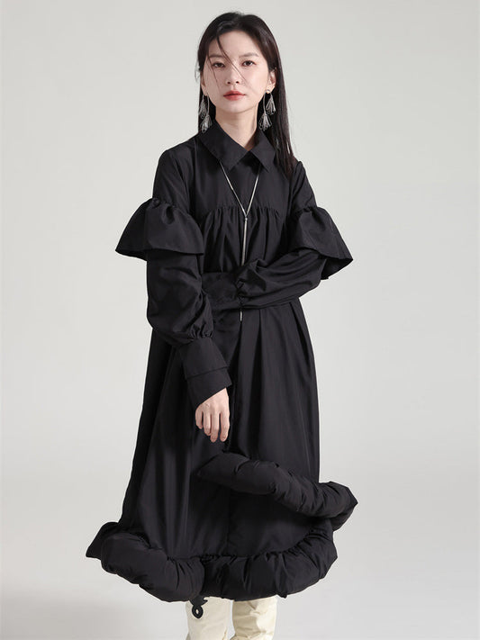 Plufey Long Sleeve Puff Dress - Black by Marigold Shadows