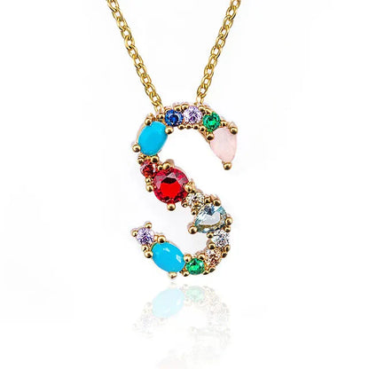 Lettre Multicolor Initial Charm Necklace by Marigold Shadows