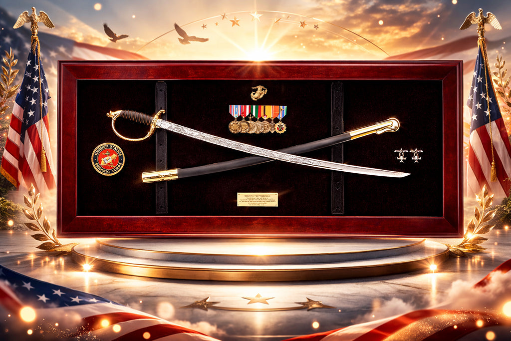 USMC NCO Sword Display Case, Sword Cases, Marine Sword Frame