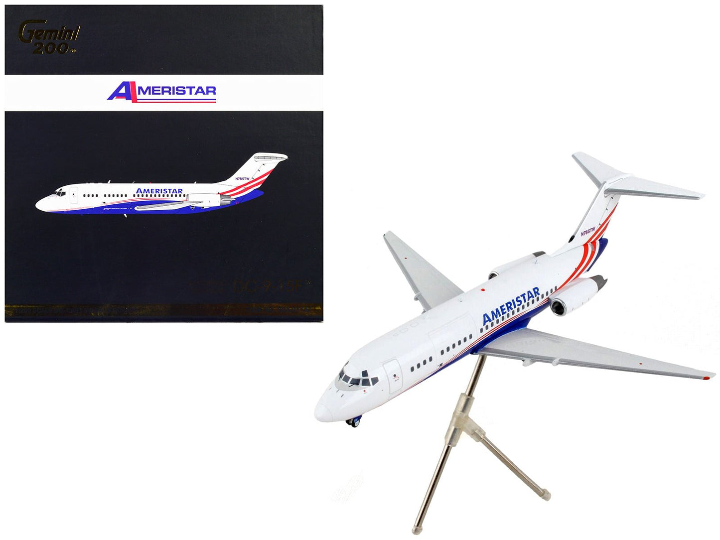 McDonnell Douglas DC-9-15F Commercial Aircraft "Ameristar Air Cargo" White with Blue and Red Stripes "Gemini 200" Series 1/200 Diecast Model Airplane by GeminiJets  free shipping USA