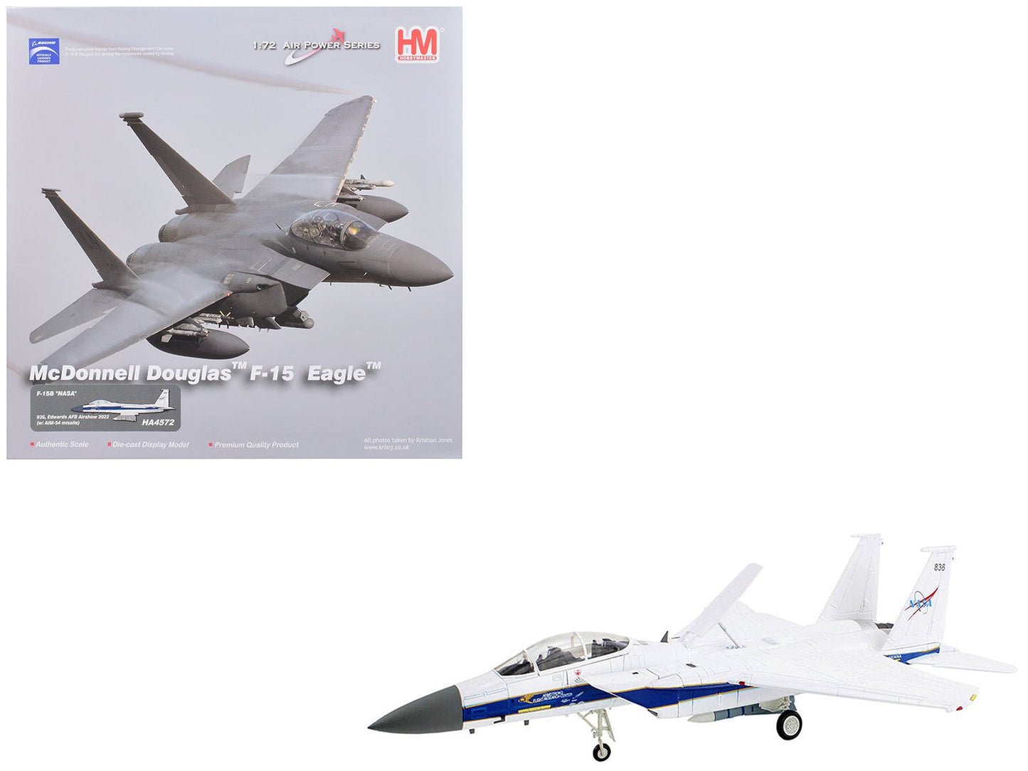 McDonnell Douglas F-15B Eagle Fighter Aircraft "Edwards AFB Airshow 2022 Armstrong Flight Research Center" NASA "Air Power Series" 1/72 Diecast Model by Hobby Master  free shipping USA