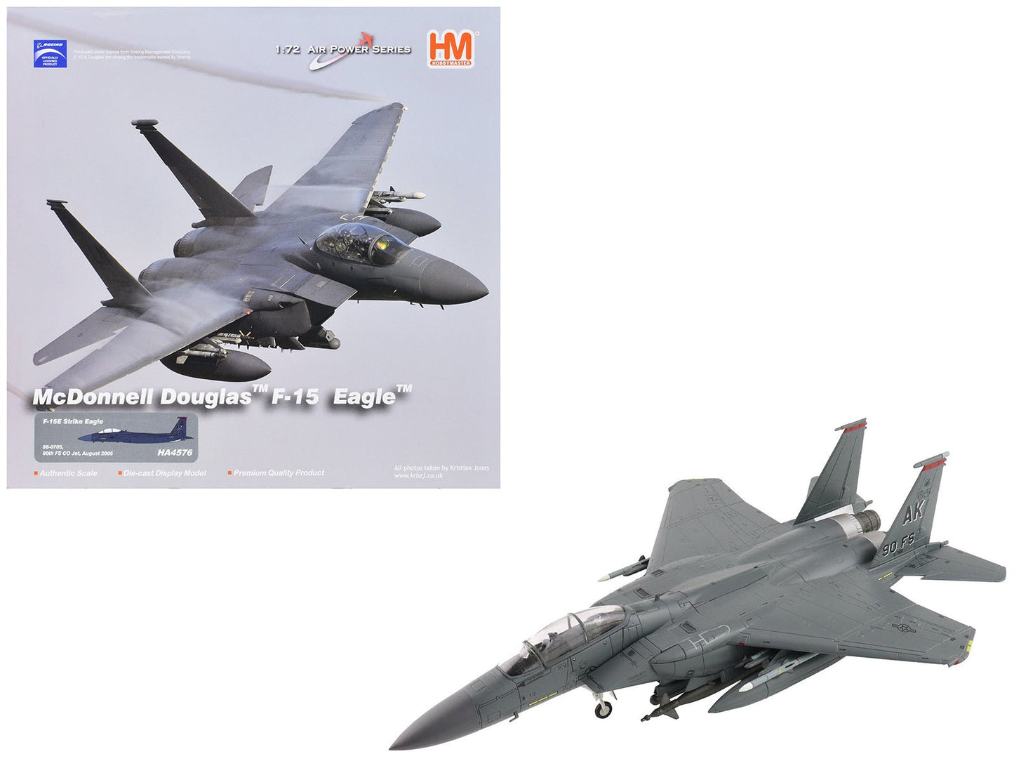 McDonnell Douglas F-15E Strike Eagle Fighter Aircraft "88-0705 90th Fighter Squadron Commanding Officer's Jet" (2005) United States Air Force "Air Power Series" 1/72 Diecast Model by Hobby Master  free shipping USA