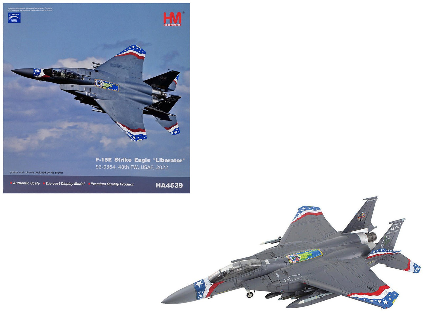 McDonnell Douglas F-15E Strike Eagle Fighter Aircraft "Liberator 48th Fighter Wing" (2022) United States Air Force "Air Power Series" 1/72 Diecast Model by Hobby Master  free shipping USA