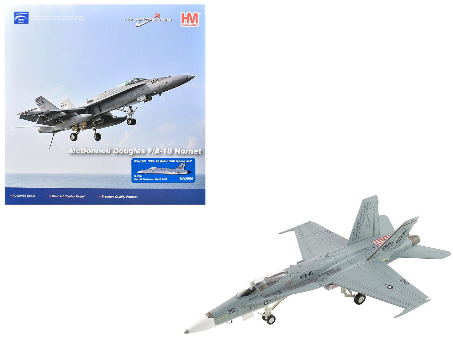 McDonnell Douglas F/A-18C Hornet Aircraft "VFA-15 Retro TAC Demo Jet VFA-106 Gladiators" (2017) United States Navy "Air Power Series" 1/72 Diecast Model by Hobby Master  free shipping USA