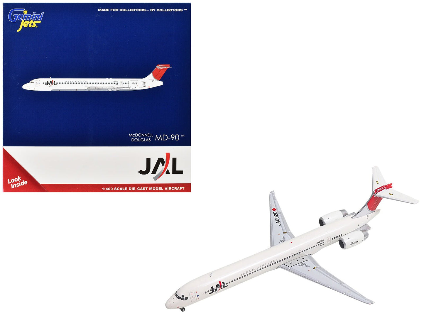 McDonnell Douglas MD-90 Commercial Aircraft "Japan Airines" (JA002D) White with Red Tail 1/400 Diecast Model Airplane by GeminiJets  free shipping USA