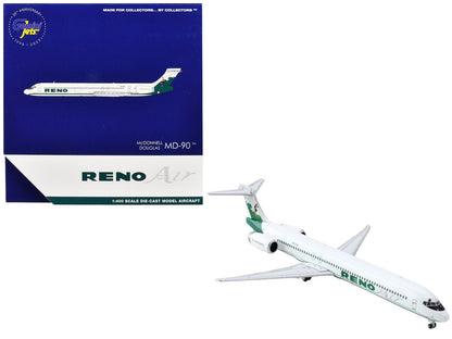 McDonnell Douglas MD-90 Commercial Aircraft "Reno Air" (N905RA) White with Green Tail 1/400 Diecast Model Airplane by GeminiJets  free shipping USA