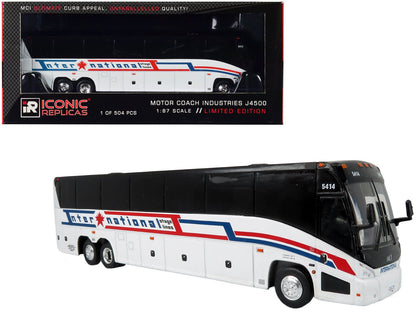 MCI J4500 Coach Bus "International Stage Lines" White "The Bus & Motorcoach Collection" Limited Edition to 504 pieces Worldwide 1/87 (HO) Diecast Model by Iconic Replicas  free shipping USA