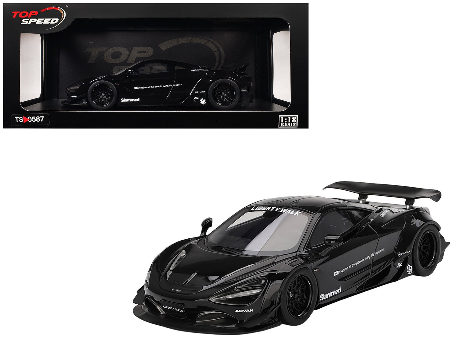 McLaren 720S "LB-Works" Black "Tokyo Auto Salon 2024" 1/18 Model Car by Top Speed  free shipping USA