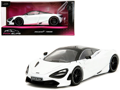 McLaren 720S White Metallic with Black Top "Pink Slips" Series 1/24 Diecast Model Car by Jada  free shipping USA