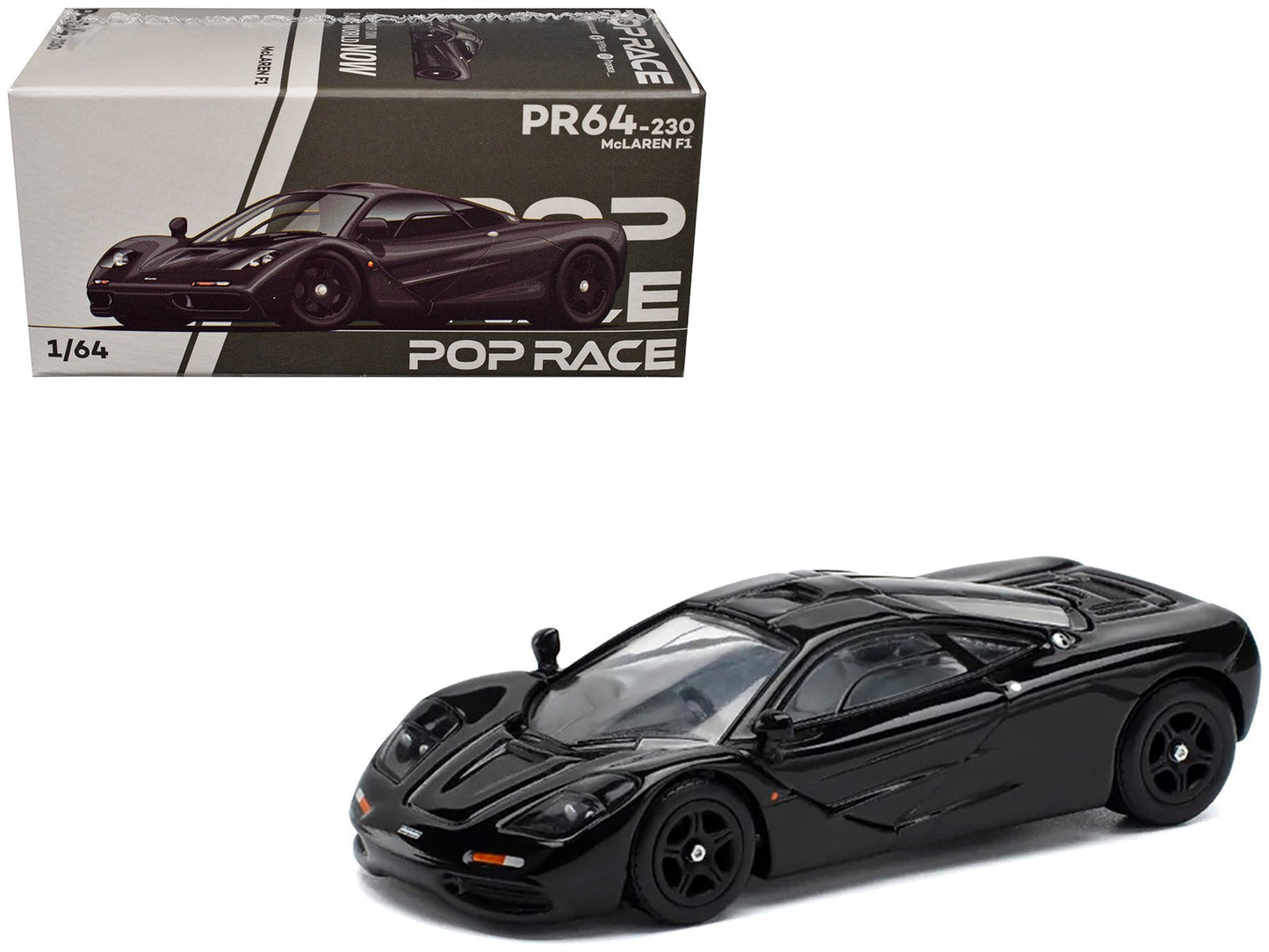 McLaren F1 Jet Black 1/64 Diecast Model Car by Pop Race  free shipping USA